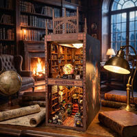 Modèle de maison miniature DIY Bibliothèque Ciel Étoilé transfrontalier, serre-livres rectangulaire 3D à assembler, jouet en blocs de construction en bois, cadeau