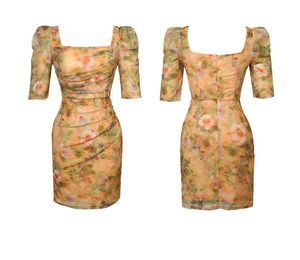 ZYHT – <span class=keywords><strong>robe</strong></span> élégante à manches bouffantes, grande taille, imprimé Floral, mode d'été, Mini <span class=keywords><strong>robe</strong></span> décontractée pour femmes, vente en gros, 10135 - Product Image 5