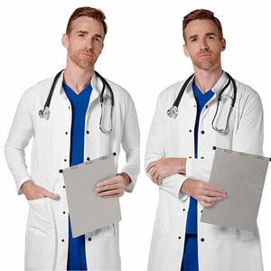 Bata de laboratorio médico profesional para hombre, logotipo personalizado, tela de punto ligera y duradera, bolsillos elegantes para médicos y enfermeras - Product Image 3