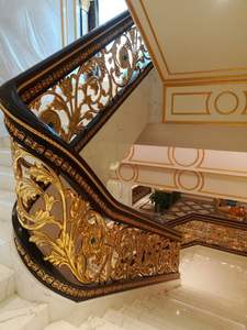 Modern Durable Luxury Design Stainless Steel Gold-Plated <b>Stairs</b> with Glass Railing Eligible Patterns for Indoor Use Wooden - Product Image 2