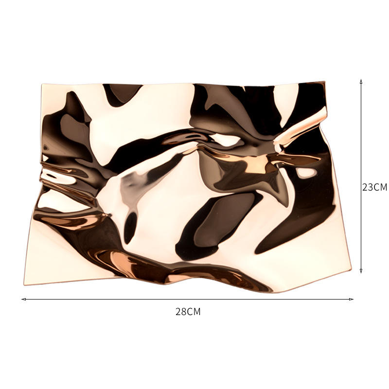 จานผลไม้ทรงไม่สมมาตร - สีทอง ขนาดใหญ่