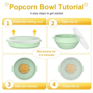 Nhà DLY BPA miễn phí lò vi sóng Silicone đóng mở bỏng ngô Popper <span class=keywords><strong>Maker</strong></span> Silicone ráp bát với nắp bỏng ngô <span class=keywords><strong>Maker</strong></span> - Product Image 2
