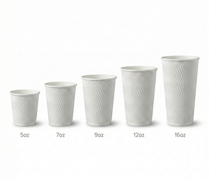 แก้วกาแฟกระดาษลูกฟูกแบบใช้แล้วทิ้ง 3 ชั้น สำหรับเครื่องดื่มร้อน ร้านกาแฟ ร้านอาหาร บริการจัดเลี้ยงนอกสถานที่ - Product Image 1