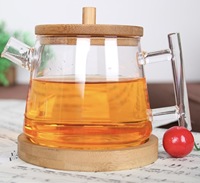 Nouvelle bouilloire à thé en verre borosilicate de 500 ml au design classique, écologique, sans plomb, théière en verre avec couvercle en bambou