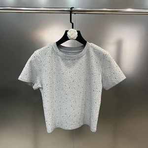 Mode femmes <span class=keywords><strong>paillettes</strong></span> Style court T-<span class=keywords><strong>shirt</strong></span> personnalisé lavé <span class=keywords><strong>à</strong></span> l'acide coton col rond manches courtes <span class=keywords><strong>paillettes</strong></span> Boxy strass T-<span class=keywords><strong>shirt</strong></span> - Product Image 2