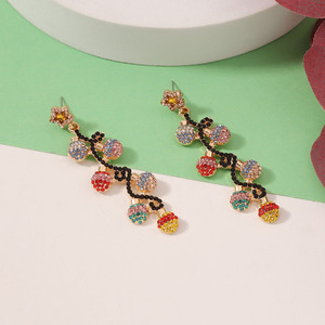 Pendientes Colgantes de Lujo con Luces de Navidad y Pedrería Colorida, Lindos, Modernos, Versátiles, Nuevas Joyas Navideñas para Mujer - Product Image 4