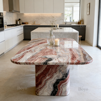 Table à manger ovale en marbre rouge de luxe italien Orobico Rosso de conception moderne haut de gamme 2,4 m