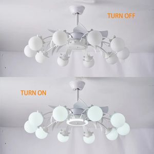 Nouveau salon <span class=keywords><strong>ventilateur</strong></span> lustre lumière luxe atmosphère Style nordique blanc <span class=keywords><strong>Globe</strong></span> <span class=keywords><strong>verre</strong></span> abat-jour <span class=keywords><strong>plafond</strong></span> <span class=keywords><strong>ventilateur</strong></span> lampe - Product Image 4