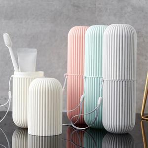 Vertical Stripe Travel Essential Cup Portable Couple <b>Toothpaste</b> Storage Box Simple Mouthwash Cup - Product Image 4