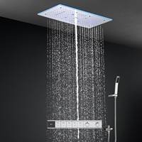 Ensemble de douche Bluetooth pour salle de bain avec système de pommeau de douche LED effet pluie et cascade, et mitigeur thermostatique