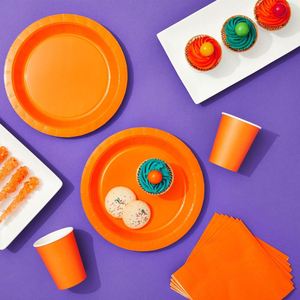 Factory Direct 24 <b>Orange</b> Party Supplies Modern Style 72-Piece Set <b>Paper</b> Plates Cups Napkins for Birthday Picnic Summer Events - Product Image 3