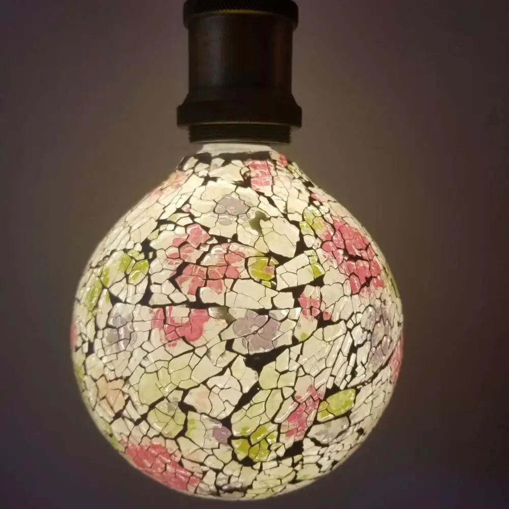 Retro Mosaic Style Antique Turkish Art G125 Led Bulb For Outdoor Halloween Christmas Holiday Decor