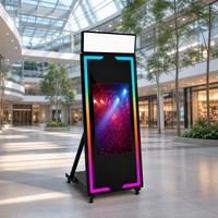 Borne photo miroir magique à bandes lumineuses RGB, compatible avec appareil photo et imprimante, mini PC, machine photobooth selfie pour fêtes