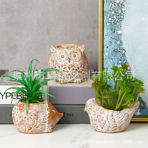 Macetas de Resina Sintética con Diseño de Animales (Búho, Paloma, Erizo) para Decoración de Escritorio, Regalo para Interiores QH-21604 - Product Image 2