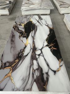 Modern Geometrik PVC Su Geçirmez UV Duvar Panelleri, Mermer Yüksek Parlaklıkta, Ev İçin Kolay Montajlı PVC UV Mermer Duvar Panelleri - Product Image 5