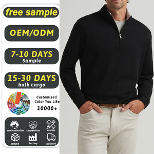 Groothandel Hoge Kwaliteit Heren Lichtgewicht Fleece Katoen Sport Snel Droogend Geborduurd Effen Kleur Lange Mouw Kwart Rits Pullover - Product Image 1
