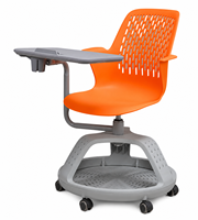 Chaise de classe mobile ergonomique avec tablette d'écriture, chaise de formation pour étudiants sur roulettes avec rangement pour université et école