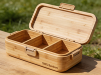 Lonchera Innovadora de Bambú, Ecológica, Biodegradable, Reutilizable, Contenedor de Alimentos Bento, OEM ODM
