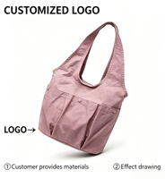Sac fourre-tout léger en nylon à bandoulière, multi-poches, décontracté, style hobo, grande capacité, pour le shopping quotidien, sac bandoulière pour femme