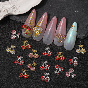 Venta al por mayor colorido 3D lujo cereza Rhinestone uñas suministros encantos a granel cristal diamante decoración de uñas para manicura arte - Product Image 2