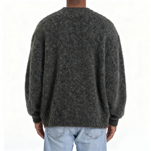 Großhandel ODM Herren Langarm Strickpullover aus <span class=keywords><strong>Mohair</strong></span> in Schwarz mit Rundhalsausschnitt Buchstaben-Jacquard-Design individuellem Logo Winter - Product Image 4
