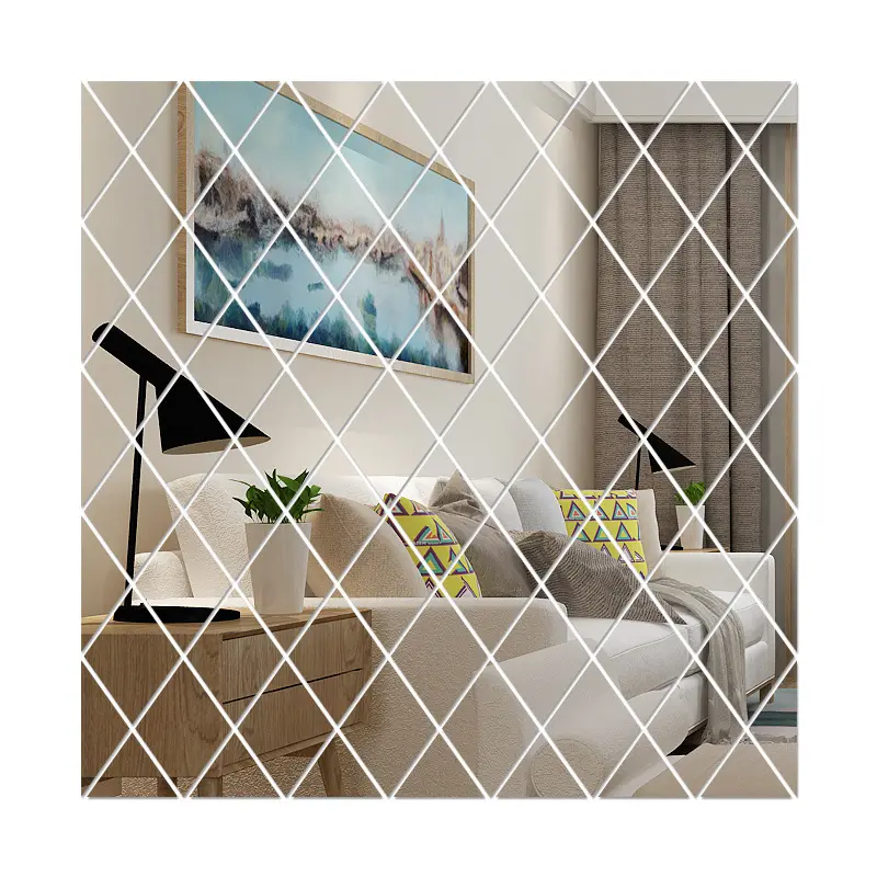 Factory Price 3d Rhombus Mirror Bricks Wall Stickers for Home Decorate