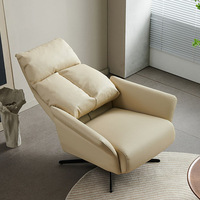 Fauteuil inclinable pivotant moderne fait main en cuir moelleux rembourré multi-coussins pour salon et chambre à coucher – Offre Spéciale