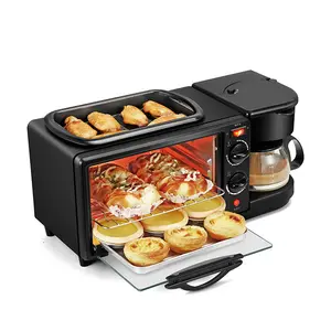 Máquina de café elétrica multifuncional, forno e frigideira integrada 3 em 1