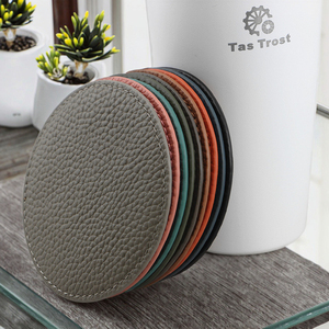 Chất Lượng Cao Ins Phong Cách Chính Hãng Da Coaster Bắc Âu Dày Nhiệt Cách Nhiệt Vòng Da Bò Cà Phê/Trà Thảm & Miếng Đệm Với Logo - Product Image 6