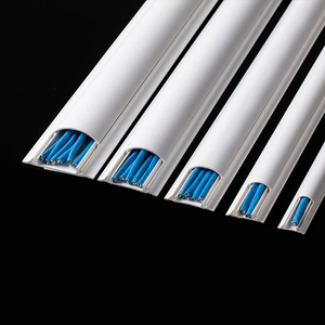 N. 3 30mm/1.18 "H di larghezza esterna in plastica bianca cavo Trunking cordino pavimento con supporto adesivo decorativo elettrico - Product Image 6