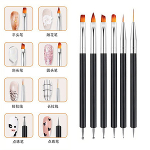 Kit <span class=keywords><strong>de</strong></span> Pinceaux pour Nail Art 6 pièces/kit Noir – Pinceaux <span class=keywords><strong>de</strong></span> Manucure Double Tête, Stylo à Points pour Ongles, Peinture Gel UV, <span class=keywords><strong>Dessin</strong></span> et Liner - Product Image 5