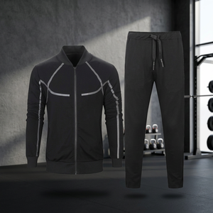 Ensemble de survêtements athlétiques respirants pour hommes, style streetwear hiver, tenue de sport en tissu Spandex/Polyester, fournisseur en gros - Product Image 3