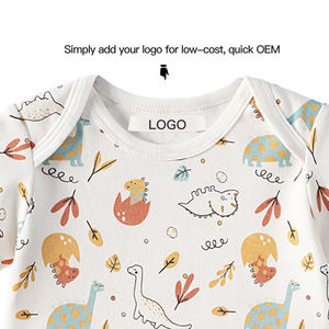 ชุดบอดี้สูท Onesie GOTS สำหรับเด็กทารกแรกเกิด,ชุดบอดี้สูทผ้าฝ้ายออร์แกนิกพิมพ์ลายสัตว์กำหนดได้เอง - Product Image 4