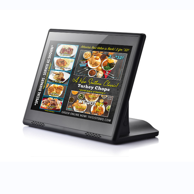 Desktop All-in-One 10.1" Touch Screen L-Shaped Android 9.0 Tablet for Bank & Hotel Service Feedback LCD Kiosk