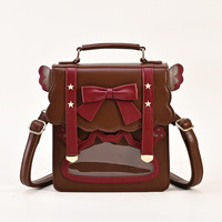 Vente en gros conception personnalisée PU coeur maison Ita sac avec fenêtre transparente broche affichage insérer couleur Itabag pour fille