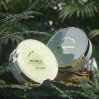 Fard à joues en poudre libre rose de luxe, fond de teint coussin, poudre compacte en matériaux recyclés, étui compact de maquillage avec miroir