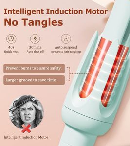 Fer à boucler électrique en céramique de haute qualité pour auto-lissage, avec plaques interchangeables rotatives et écran LCD de température - Product Image 5