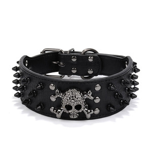 Venta al por mayor de alta calidad Punk Pet Collares Halloween pinchos remaches PU negro ajustable de lujo de cuero <span class=keywords><strong>Collar</strong></span> de perro de entrenamiento - Product Image 6