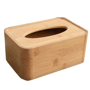 Bamboo Tissue Box Natural Wood Color <b>For</b> Home Office Hotel Car <b>Bathroom</b> Use <b>Pull</b> Out Tissues - Product Image 5