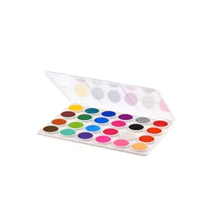 Boîte en plastique Non toxique, ensemble de peinture de couleur à l'eau unie pour les enfants écoliers, 24 ou 36 couleurs