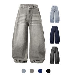 Dạo phố Quần bò Y2K người đàn ông siêu rộng chân Scimitar quần <span class=keywords><strong>Stack</strong></span> jeans râu ria quá khổ rộng Baggy Jeans - Product Image 2