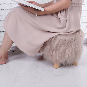 Solid Color Long Hair Faux Fur <b>Stool</b> 30x30Cm Soft Home <b>Ottoman</b> Living Room Furniture Modern Minimalist Design - Product Image 3