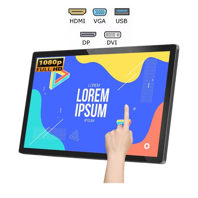 New 24/27/32 Inch 10 Point Capacitive Touchscreen Monitor USB/DVI/DP/VGA Interfaces 1080P HD LCD Board Metal Shell for Business