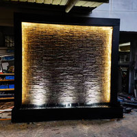 Fontaine murale d'extérieur pour jardin, en acier inoxydable, avec rideau lumineux LED RGB pour la décoration paysagère