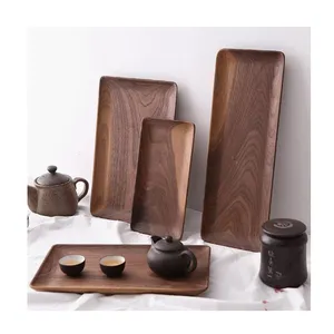 Restaurant Hotel High Quality Rectangular Wooden Dining Plate Walnut Japanese Dining Plate