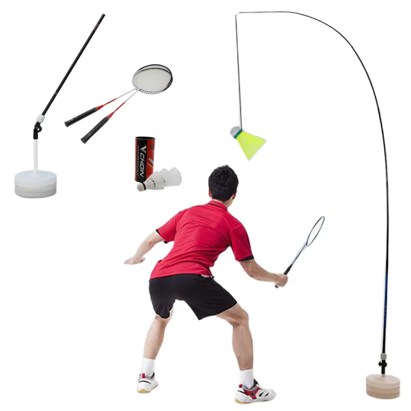 Haste para treinamento de badminton, conjunto de vara para prática de raquete de badminton, equipamento para treinamento para adultos e crianças