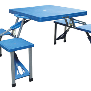 Camping PP portable table and chair set blue plastic polyfoam mailer box suitcase table outdoor garden beach patio picnic