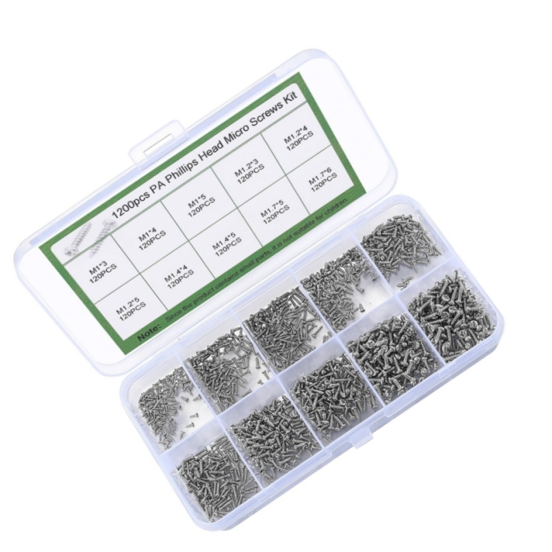 OKYN251030-26 Precision Machine Screw <strong>Kit</strong> 1200PCS Metric Sizes M1 to M1.7 for DIY RC Models Drone