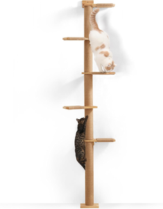 5-Tier gatto albero di legno Sisal soffitto del pavimento del gatto torre a parete gatto graffiante Post selvaggio simulazione mensole a muro - Product Image 1