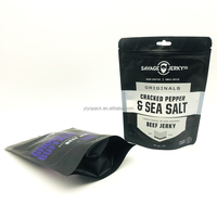 Sachet refermable noir mat personnalisé imprimé en héliogravure, étanche, avec fermeture éclair, pour viande séchée et médicaments